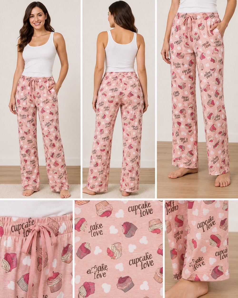 Intimo for Her Pink Cupcake Love Pajama Pants | Size Medium
